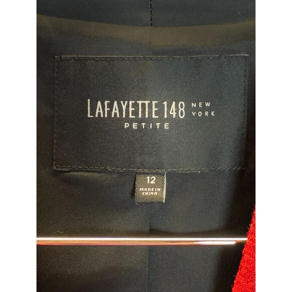 Lafayette 148 Women's Petite Size 12 Red Wool Blazer Jacket Holidays EUC - Picture 3 of 5